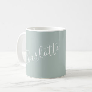 Minimalist Script Personalized Name Dusty Blue Coffee Mug