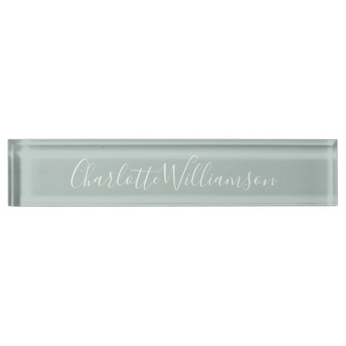 Minimalist Script Personalized Name Dusty Blue    Desk Name Plate