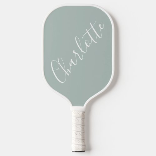 Minimalist Script Personalized Name Dusty Blue Pickleball Paddle