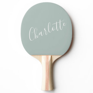 Minimalist Script Personalized Name Dusty Blue  Ping Pong Paddle