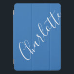 Minimalist Script Personalized Name French Blue<br><div class="desc">Minimalist Script Typography Name in French Blue and White iPad Case</div>