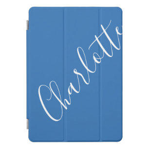 Minimalist Script Personalized Name French Blue iPad Pro Cover
