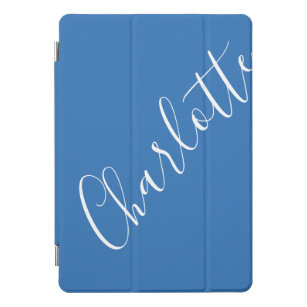 Minimalist Script Personalized Name French Blue iPad Pro Cover