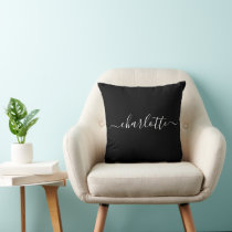 Minimalist Script Personalized Name in Black Throw Pillow