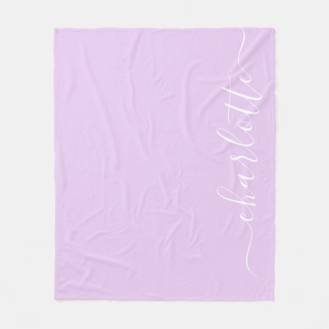 Minimalist Script Personalized Name in Lavender  Fleece Blanket (Front)