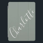 Minimalist Script Personalized Name Sage Gray iPad Pro Cover<br><div class="desc">Minimalist Script Typography Name in French Sage Gray iPad Case</div>