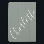 Minimalist Script Personalized Name Sage Gray iPad Pro Cover<br><div class="desc">Minimalist Script Typography Name in French Sage Gray iPad Case</div>