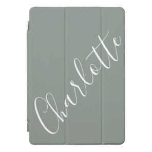 Minimalist Script Personalized Name Sage Gray iPad Pro Cover