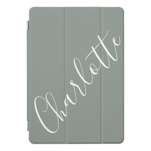 Minimalist Script Personalized Name Sage Gray iPad Pro Cover