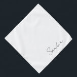 Minimalist Script Personalized Pet Name White Pet Bandana<br><div class="desc">Minimalist white...  personalized with your pet's name in modern script. Background color,  and text style,  size and color can be changed,  using the edit menu.</div>
