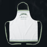 Minimalist Script Personalized Shabbos Watercolor Apron<br><div class="desc">A clean, simple look, this minimalist Shabbos apron, personalized with your name in script has an understated elegance. Your baking/cooking is a work of art, this design has space to sign your name with a flourish! Inquiries? message us or email: BestDressedBread@gmail.com Coordinates with our Minimalist Script Name Challah Dough Cover...</div>