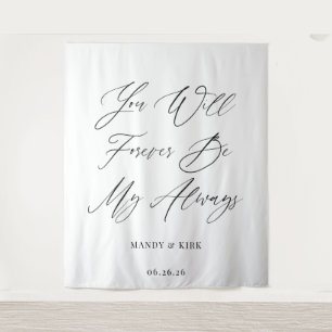 Minimalist Script Personalized Wedding Banner Tapestry