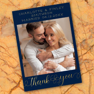 Minimalist Script Personalized Wedding Thank You Foil Holiday Card