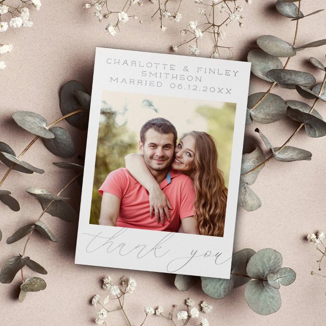   Minimalist Script Personalized Wedding Thank You Foil Holiday Card (Creator Uploaded)