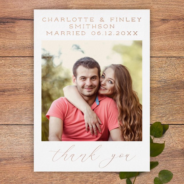   Minimalist Script Personalized Wedding Thank You Foil Holiday Postcard (Creator Uploaded)