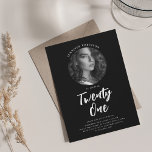 Minimalist Script Photo 21st Birthday Party Black  Invitation<br><div class="desc">An elegant "21st Birthday" party invitation design with personalized photo,  modern typography and custom text.</div>