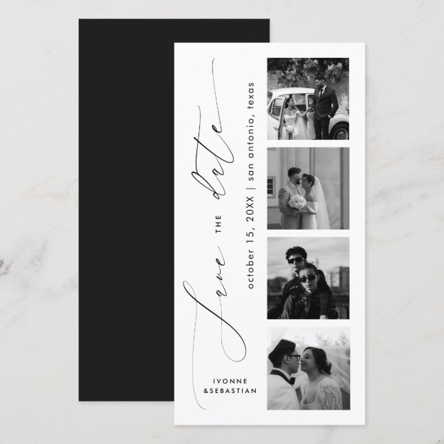 Minimalist Script Photo Bookmark Elegant Wedding Save The Date (Front/Back)