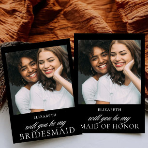 Minimalist Script Photo Bridesmaid Proposal  Invitation