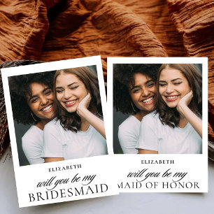 Minimalist Script Photo Maid of Honor Proposal  Invitation