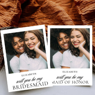 Minimalist Script Photo Maid of Honor Proposal Invitation