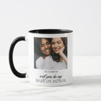 Minimalist Script Photo Maid of Honor Proposal Mug