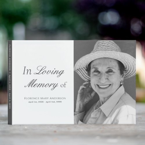 Minimalist Script Photo Memorial Funeral Guest Book