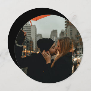 Minimalist script photo round wedding invitation