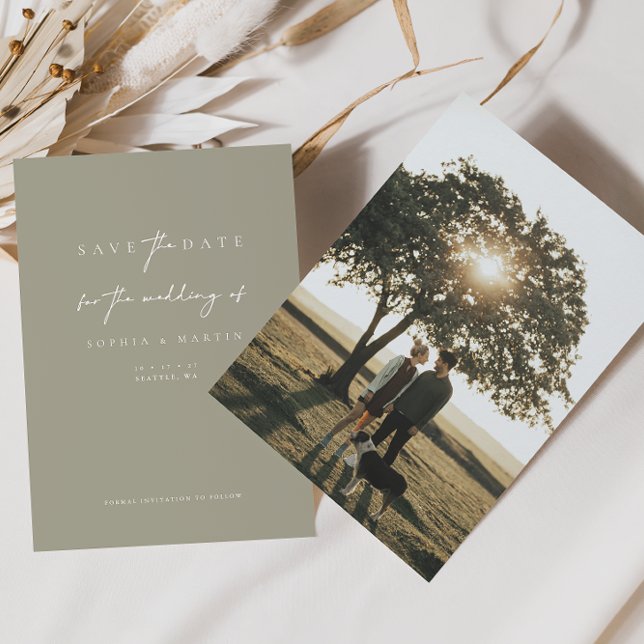 Minimalist Script Photo Save the Date Card (Creator Uploaded)