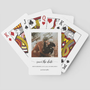 Minimalist Script Photo Save The Date Poker Cards
