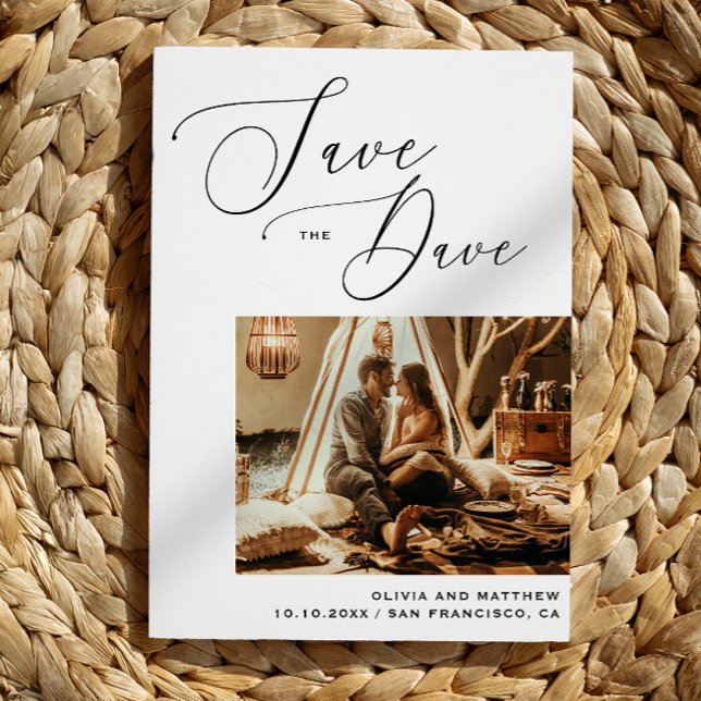 Minimalist Script Photo Wedding Save the Date Announcement Postcard (Creator Uploaded)