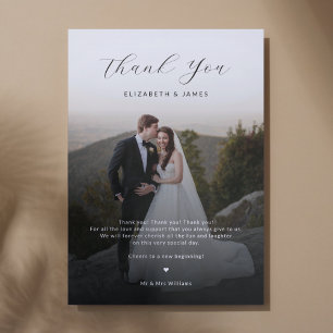 Minimalist Script Photo Wedding Thank You Card