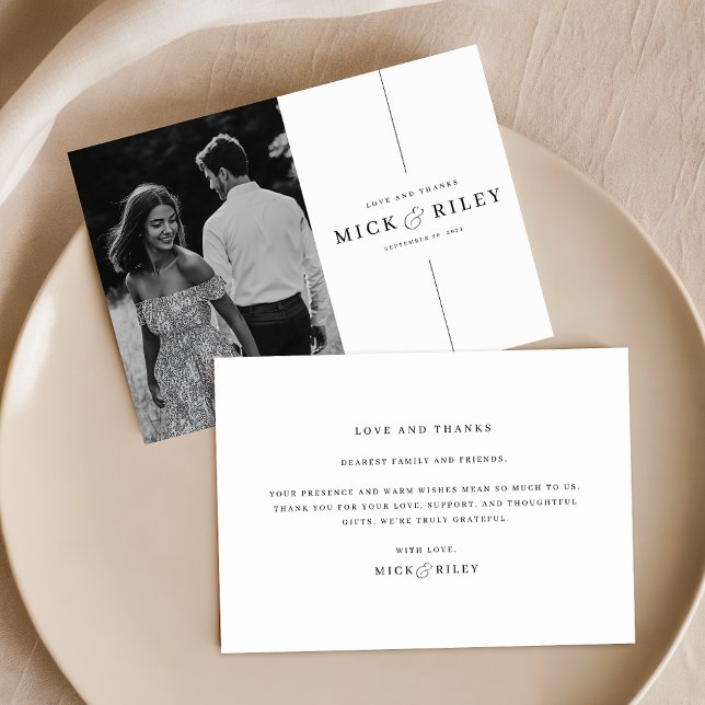 Minimalist Script Photo Wedding Thank You Card (Creator Uploaded)