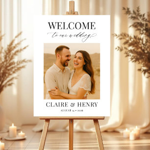 Minimalist Script Photo Wedding Welcome  Foam Board