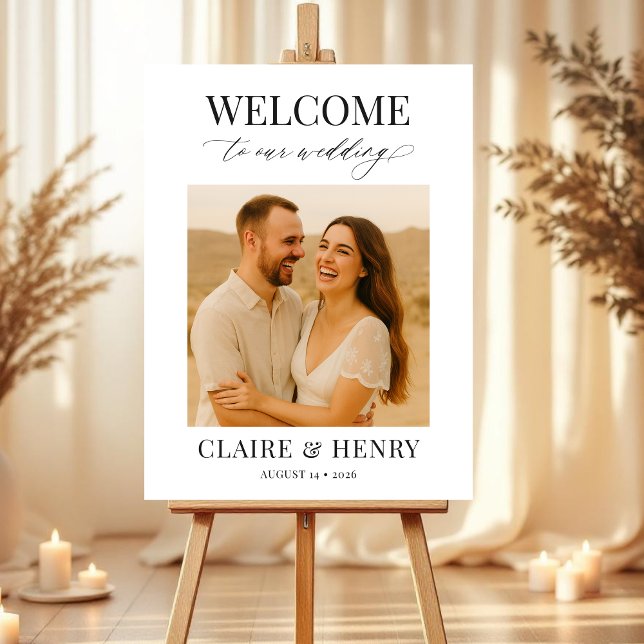 Minimalist Script Photo Wedding Welcome  Foam Board (Creator Uploaded)