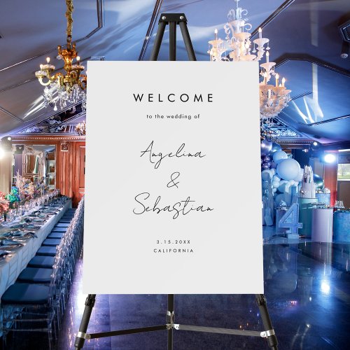 Minimalist Script Photo Wedding Welcome Sign