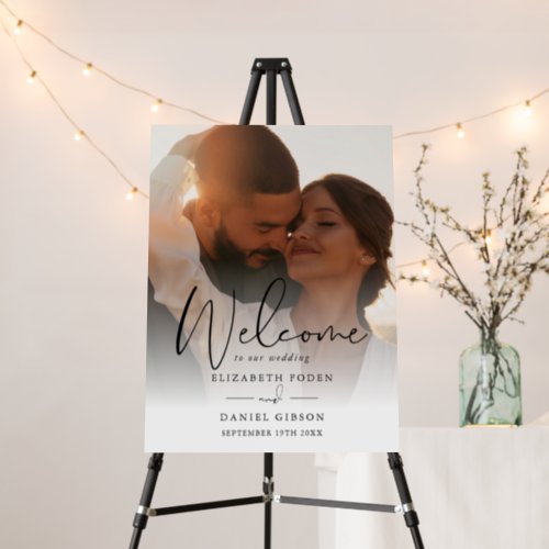 Minimalist Script Photo Wedding Welcome Sign