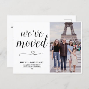Minimalist Script Photo We've Moved New Address Postcard