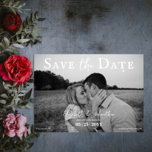 Minimalist Script Photo  White Save The Date