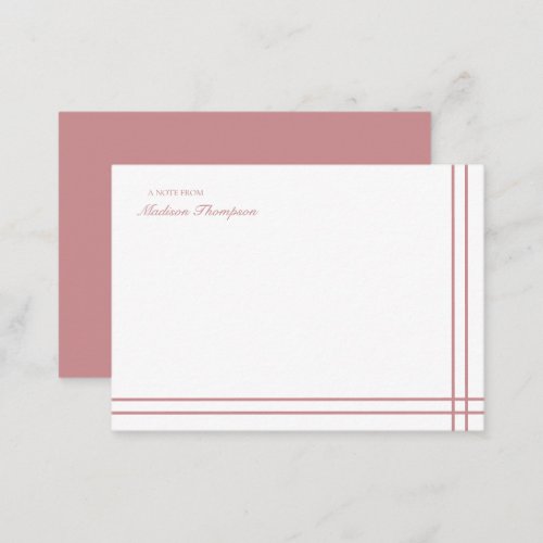 Minimalist Script Pink Two Side Double Border Note Card