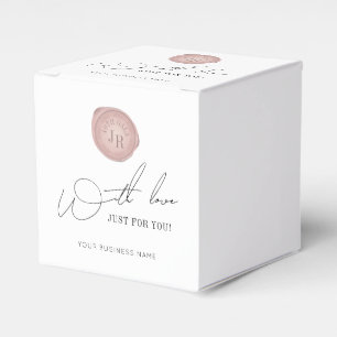 Minimalist Script Pink Wax Stamp Business Monogram Favor Boxes