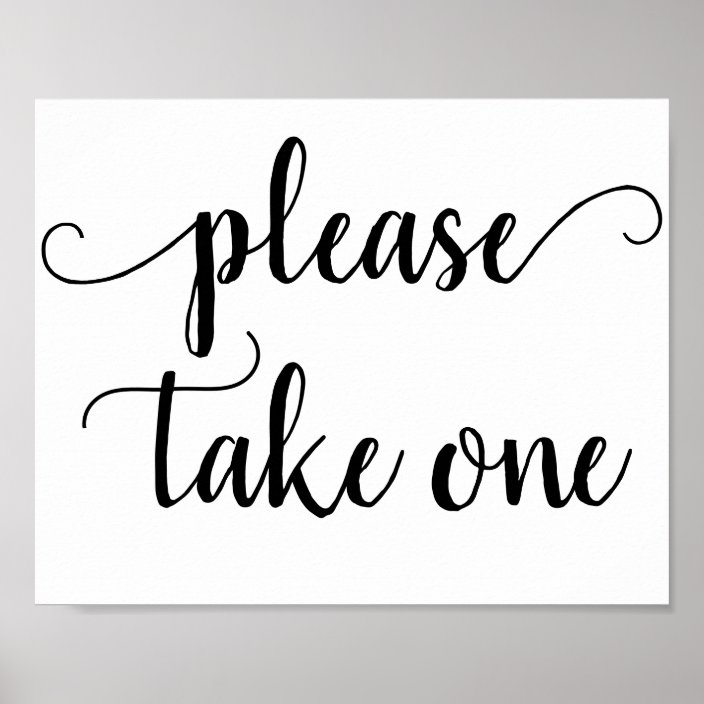 Minimalist Script | Please Take One Table Sign | Zazzle.com