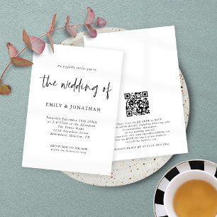 Minimalist Script QR Code Any Color Wedding  Invitation