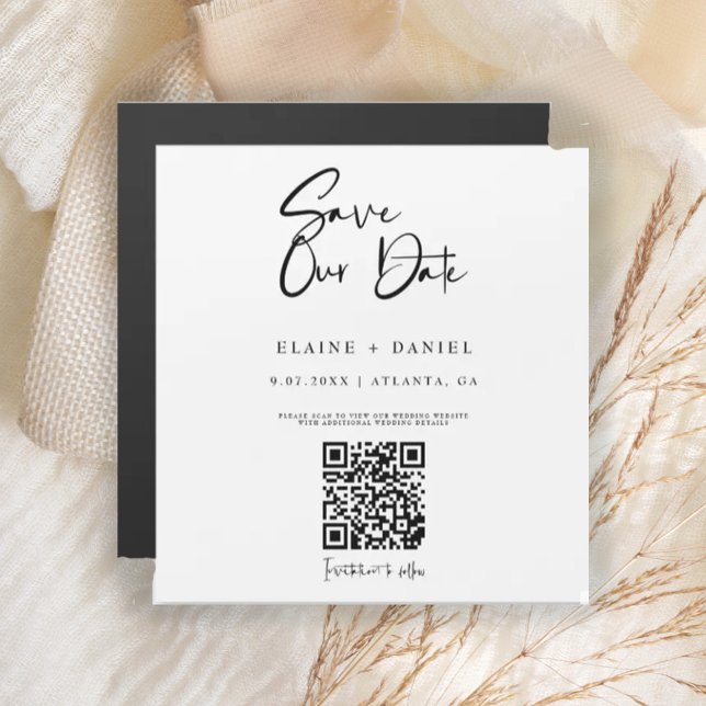 Minimalist Script QR Code Save The Date Magnet (Creator Uploaded)