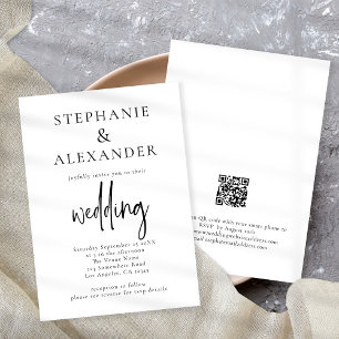 Minimalist Script QR Code Wedding Any Color Invitation