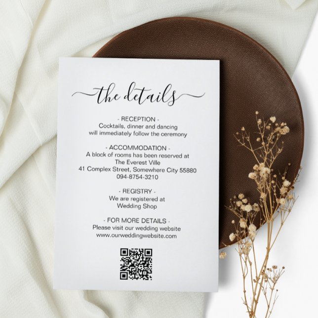 Minimalist Script QR Code Wedding Details Enclosure Card (Creator Uploaded)
