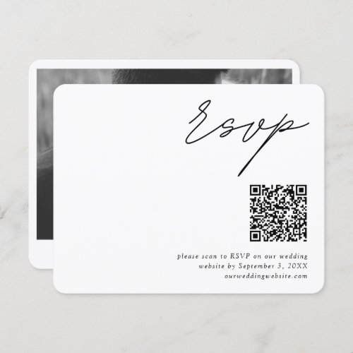 Minimalist Script QR Code Wedding RSVP Enclosure Card
