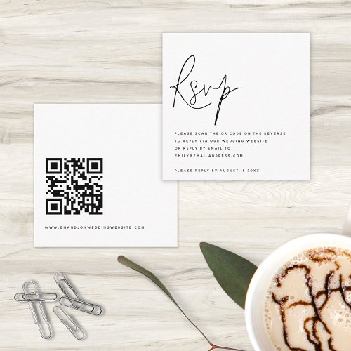 Minimalist Script QR Code Wedding RSVP Enclosure Card