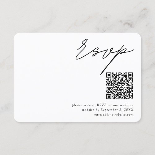 Minimalist Script QR Code Wedding Small RSVP Enclosure Card
