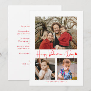 Minimalist Script Red Heart Valentine's Card Photo