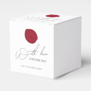 Minimalist Script Red Wax Stamp Corporate Monogram Favor Boxes